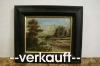 Ölgemälde, wohl Donauauen bei Wien